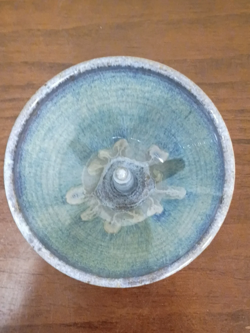 Blue Glazed Pottery Apple Baker - Vintage!